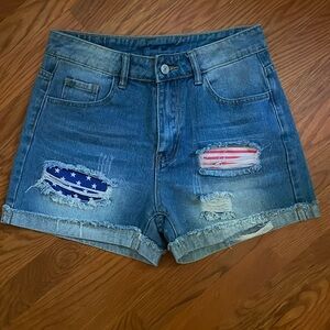 American flag patch shorts